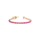 Lab Grown Pink Sapphire Heart Tennis Bracelet
