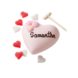 Personalized Chocolate Breakable Pink Heart with Roses