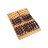 In-Drawer Knife Block Bamboo Kitchen Knife Drawer Organizer