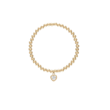 All My Heart Crystal Heart Charm Ball Beaded Stretch Bracelet