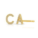 14K Gold Pavé Letter Stud