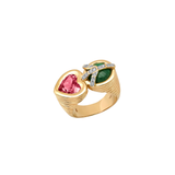 Peace and Love Ring in Malachite and Tourmaline