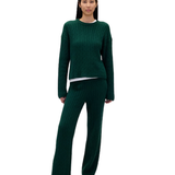 CashSoft Cable-Knit Sweater Pants